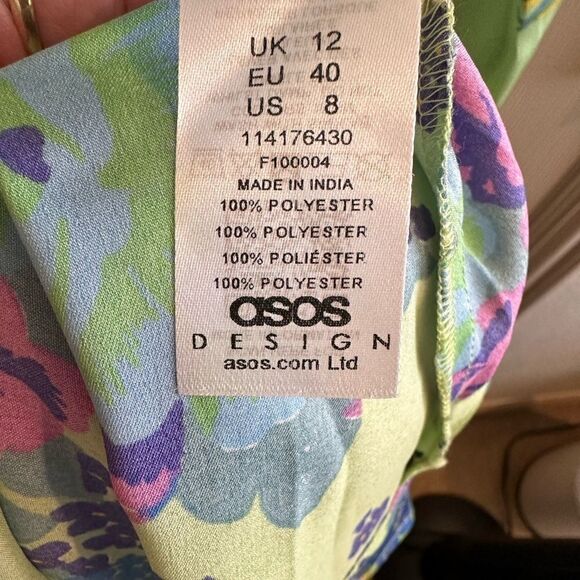 ASOS DESIGN button through midi tea dress with fluted sleeves  floral print. NWT - Picture 8 of 9